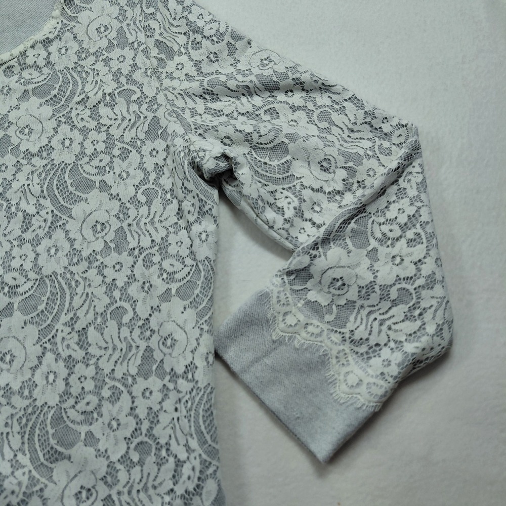 Soft Surroundings Grey White Floral Lace Overlay Zip Front Jacket XL - Picture 14 of 16